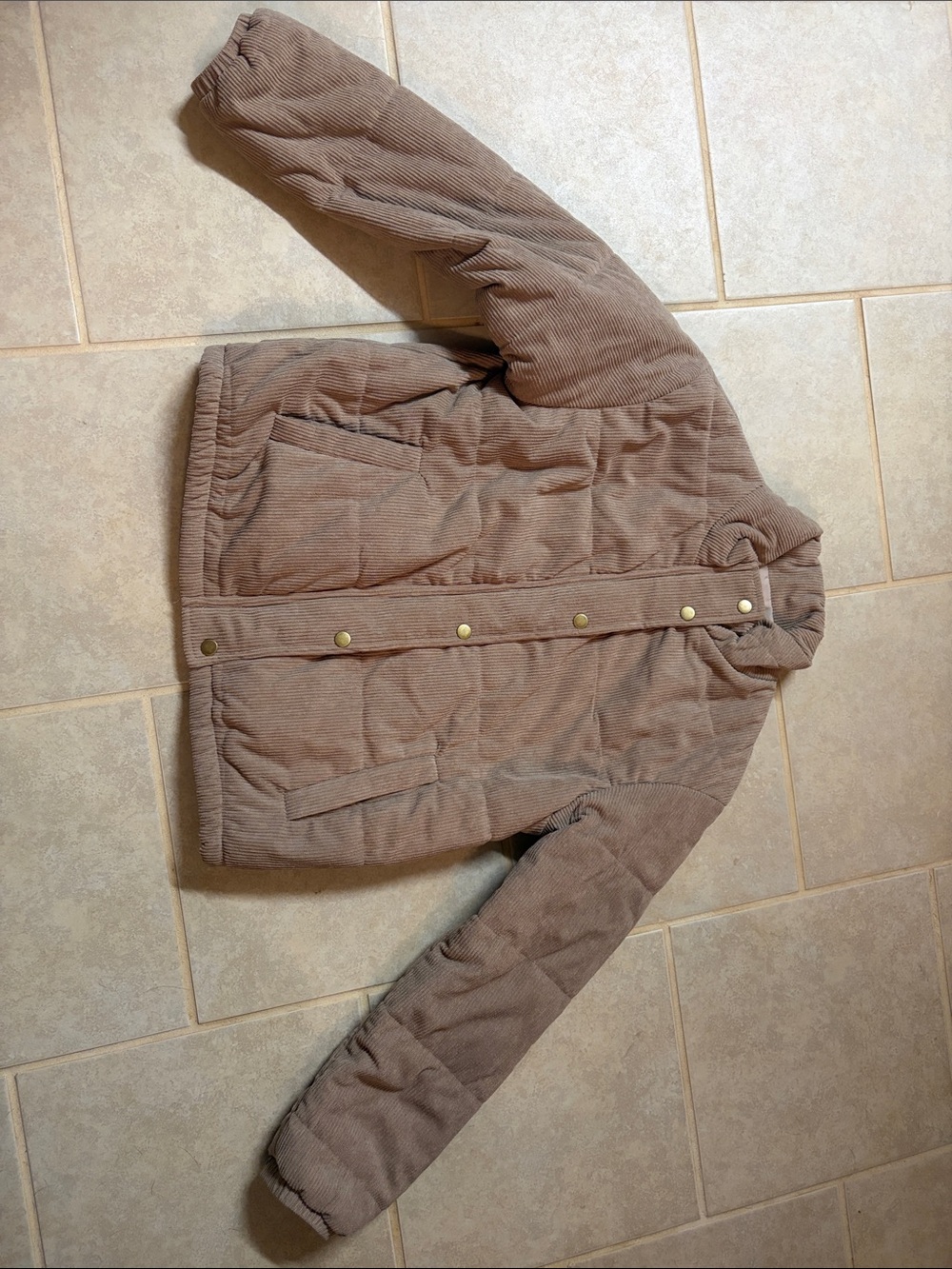 SHEIN Quilted Corduroy Puffer Jacket in Taupe